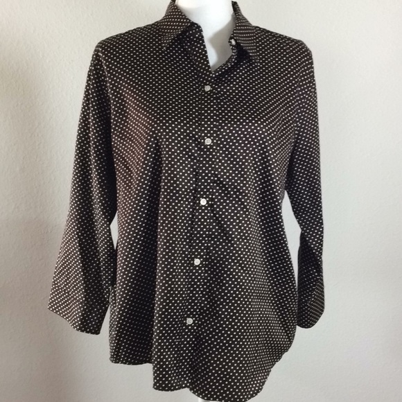 Ralph Lauren Tops - Ralph Lauren Women’s Size XL brown White Polka Dot